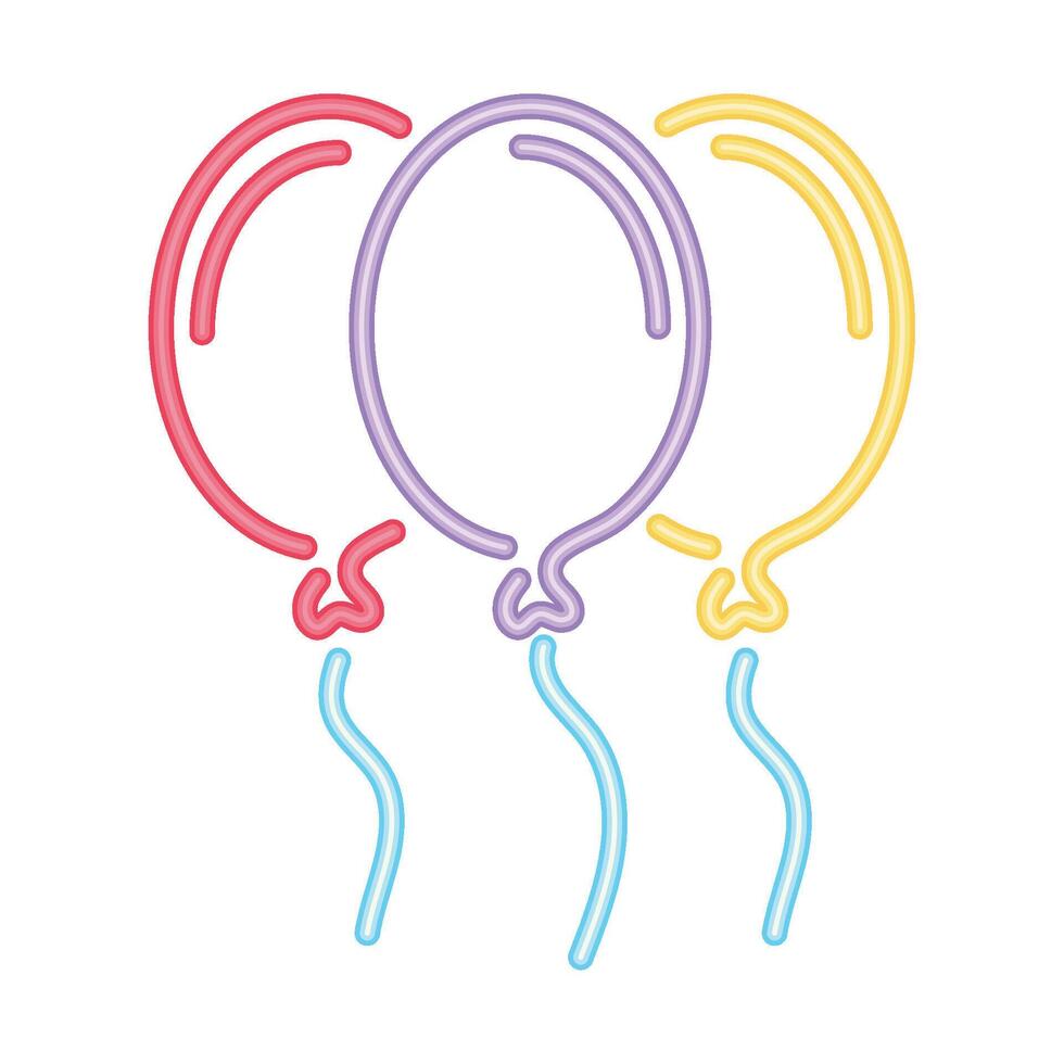 neon birthday party helium balloons isolated vector