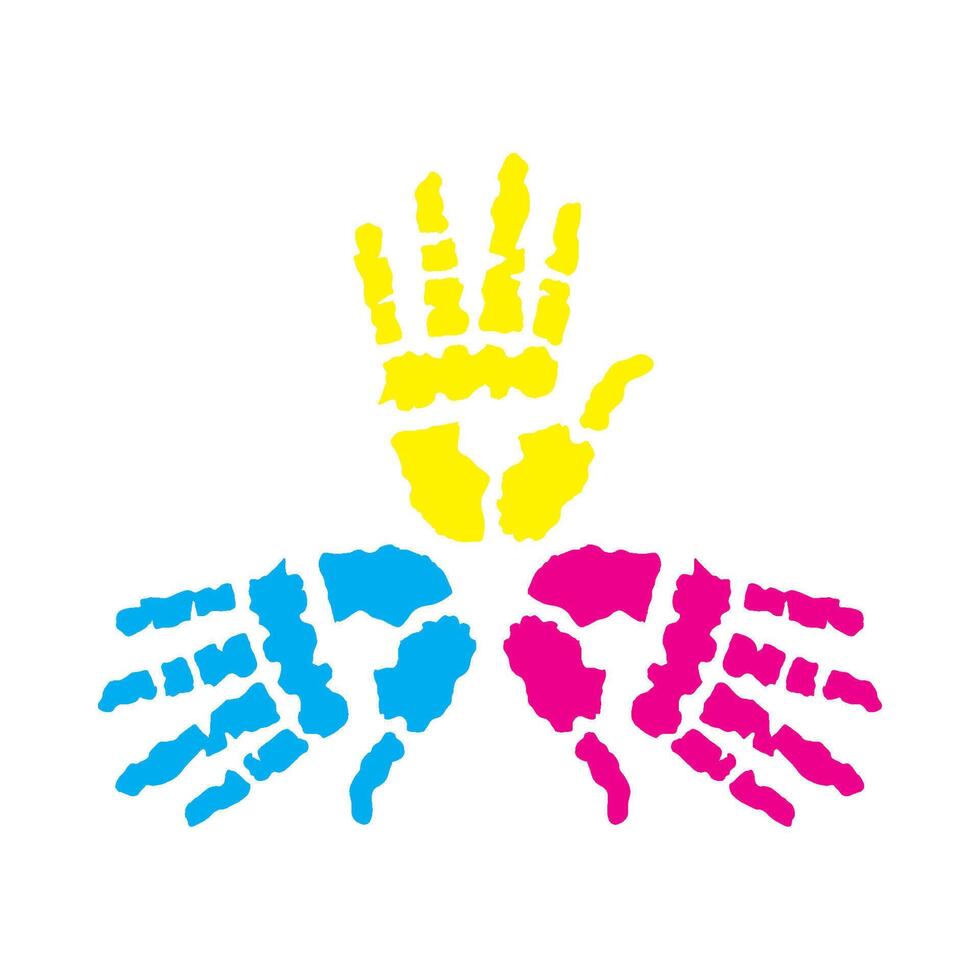 handprint paint colors isolated vector