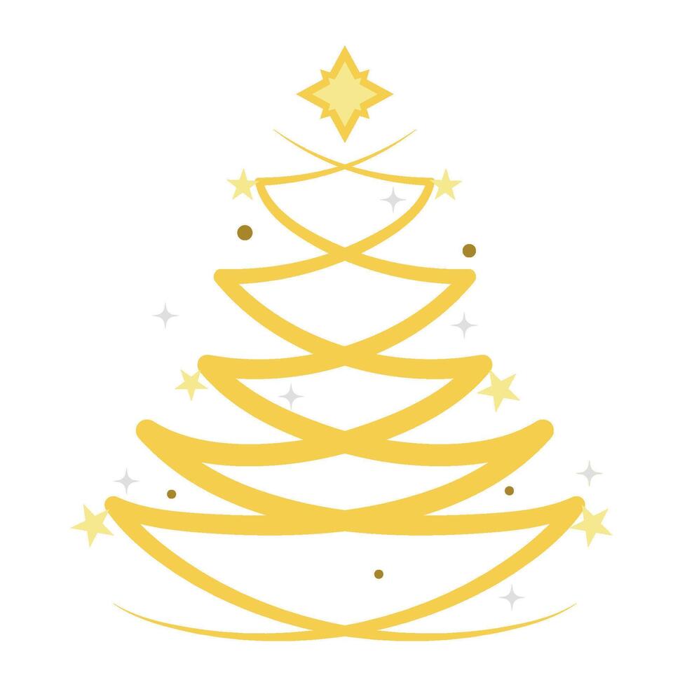 christmas golden tree cute isolated vector