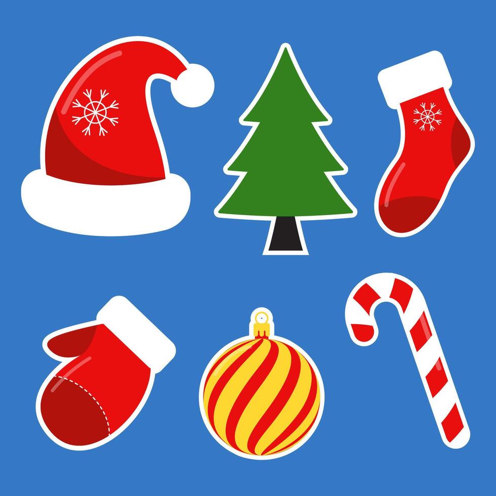 Collection of cute Christmas stickers vector