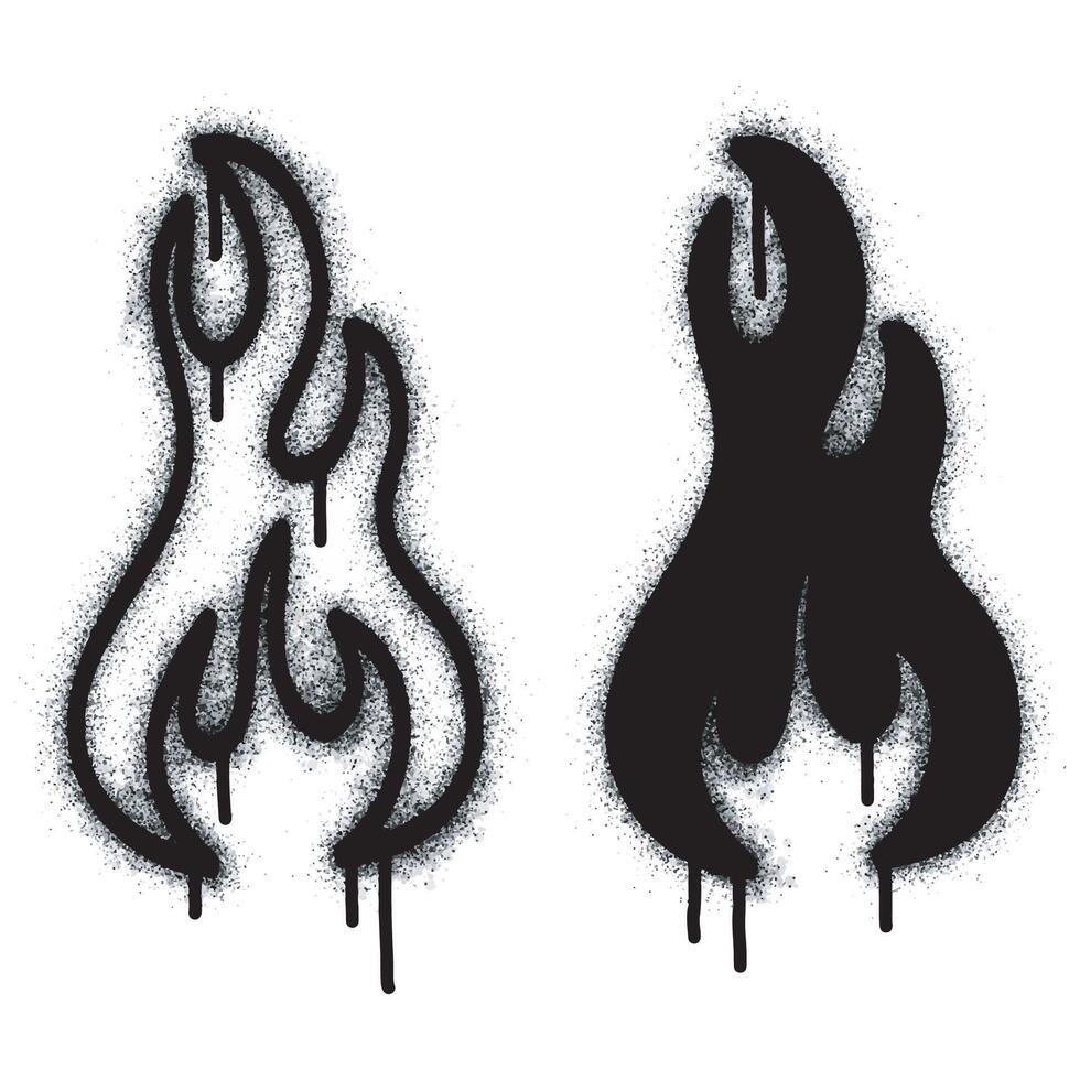 Spray graffiti fire sign painted black on white. the symbol of the king's fire. isolated on white background. vector