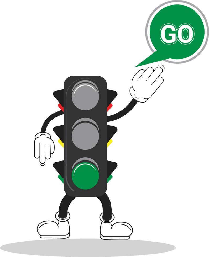 illustration of traffic light cartoon with traffic sign go design vector