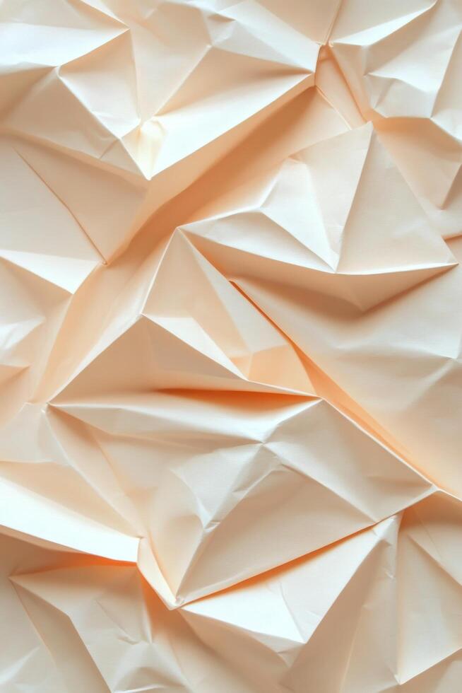 Colorful origami paper shapes creating a textured background in soft peach and white tones photo