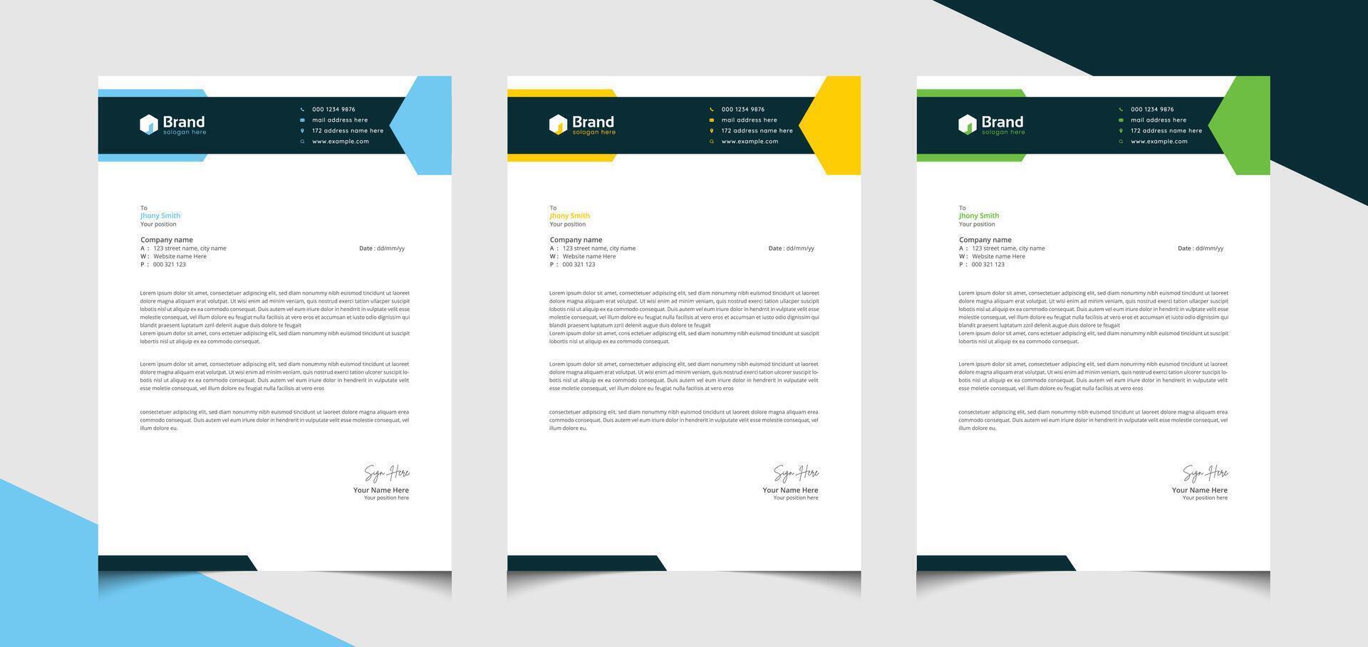 Modern Creative Business Letterhead Design template, business proposal letterhead design. vector