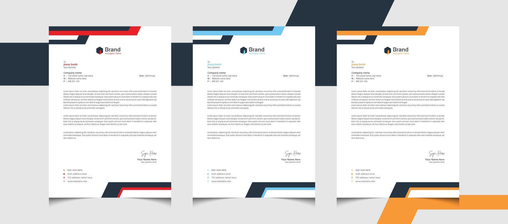 Modern creative abstract professional corporate business proposal letterhead design template. Free vector