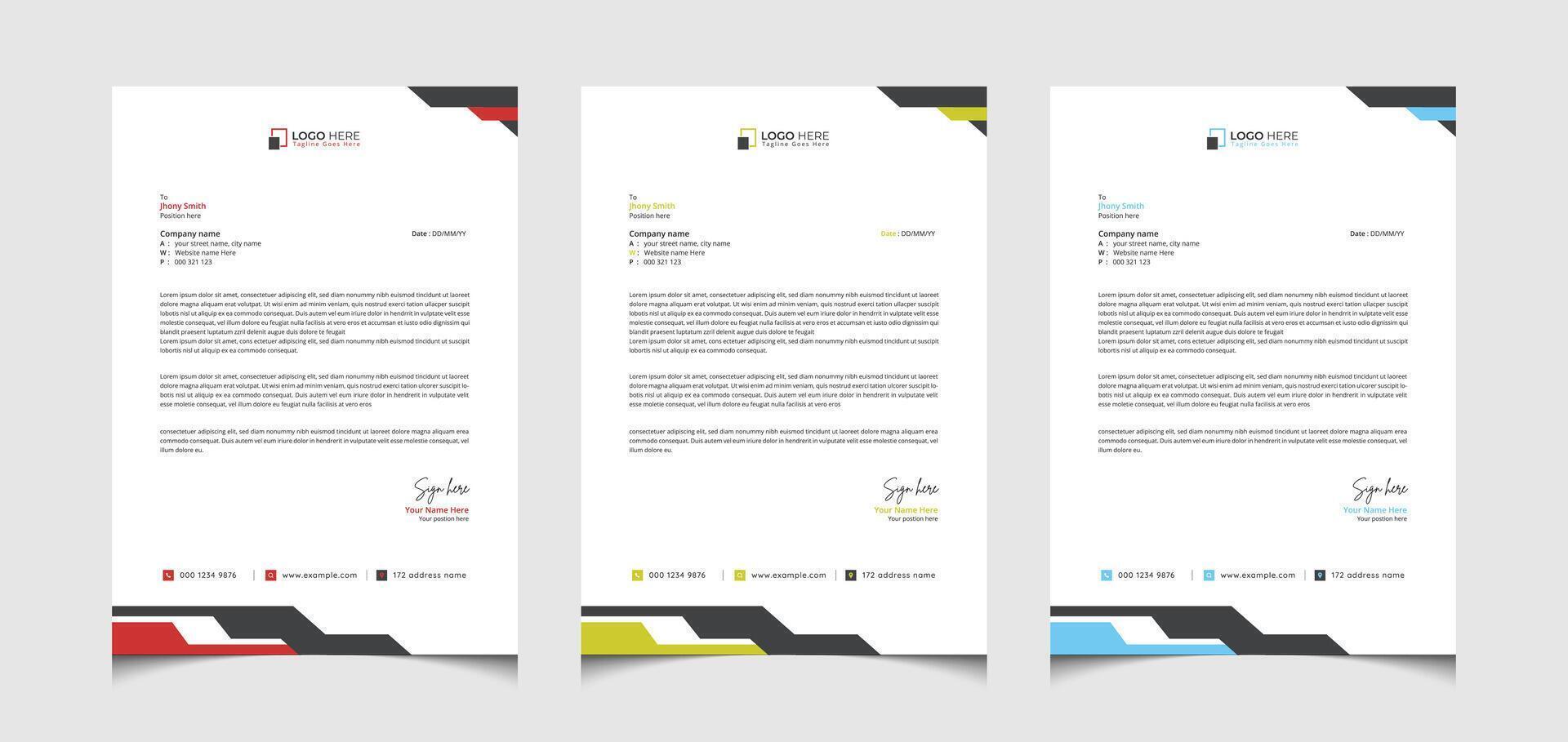 Creative Minimal Business Letterhead Design Template. vector