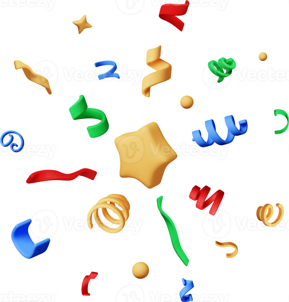 3D colorful party confetti png