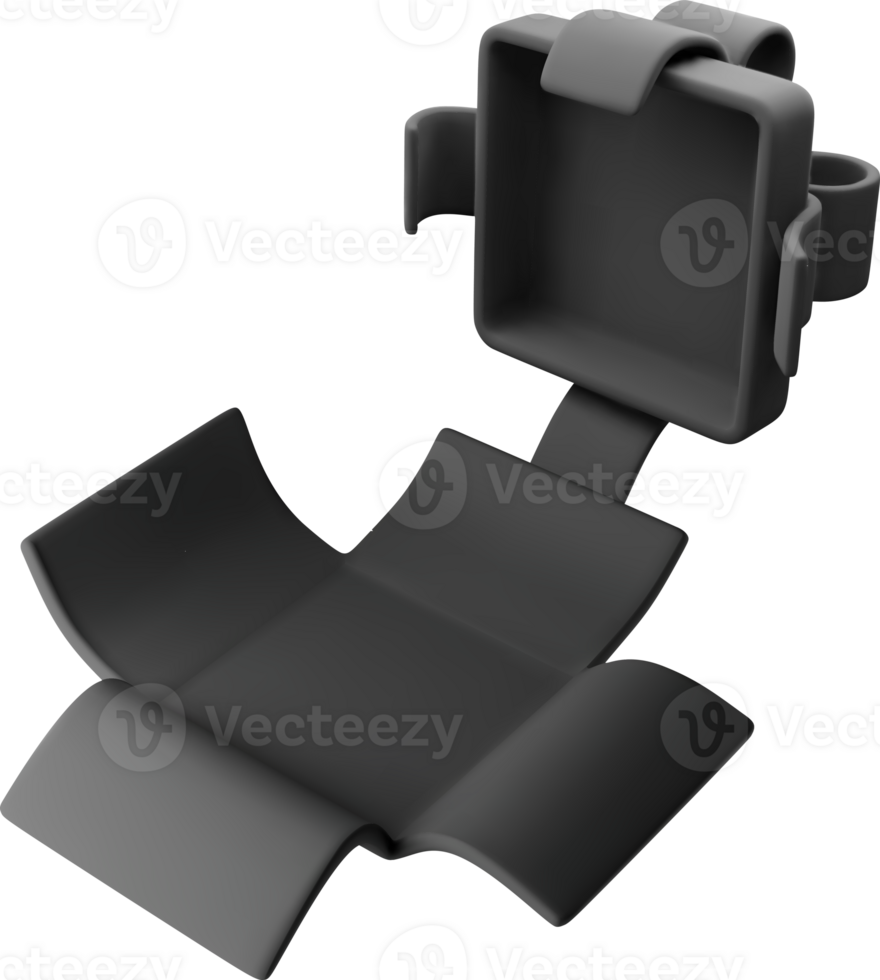 3D Black Open Gift Box with Bow Icon png