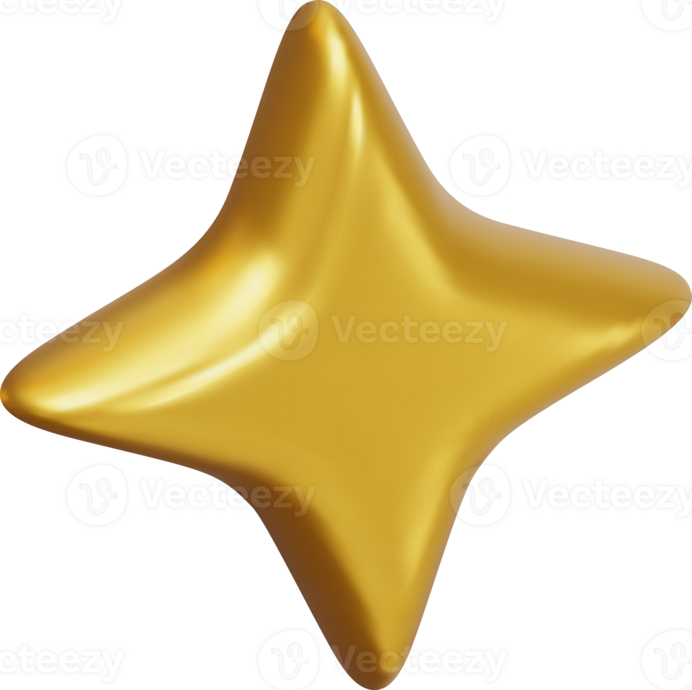 3D Glossy Yellow Star png