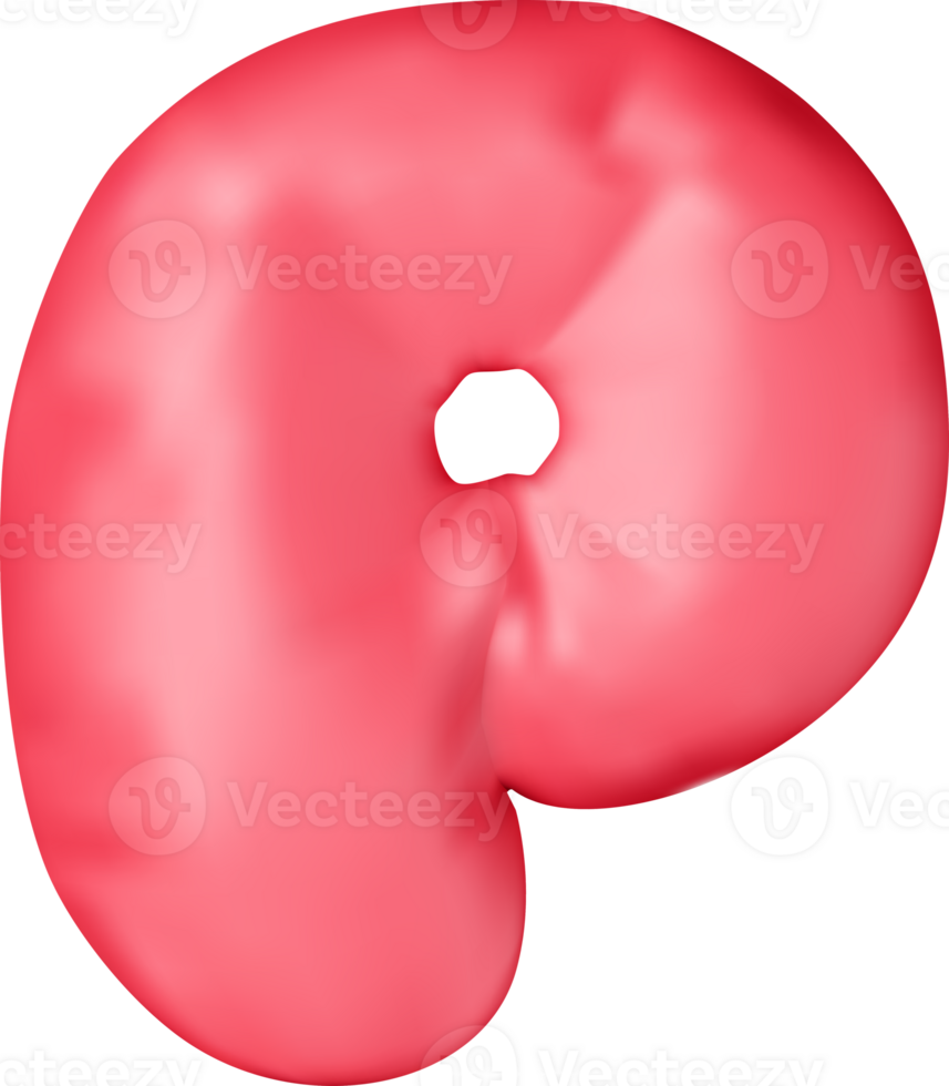 3d red alphabet balloon single letter p png