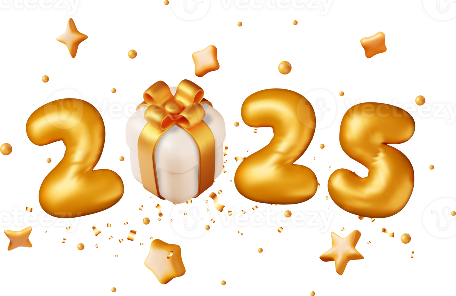 3d Gold Balloon New Year Symbol Sign png