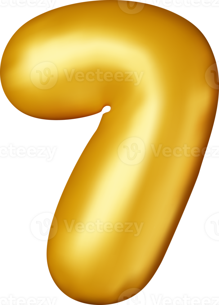 3D gold balloon number seven png