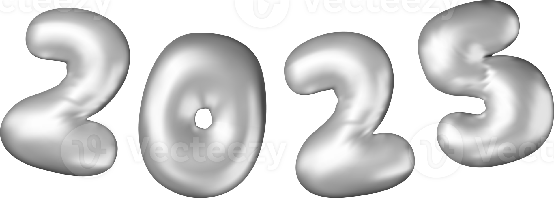 3d Silver Balloon New Year Symbol png