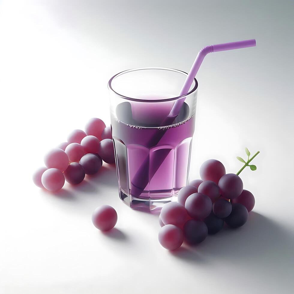Refreshing Grape Juice with a Straw, A Delicious Drink Made with Fresh Fruit photo