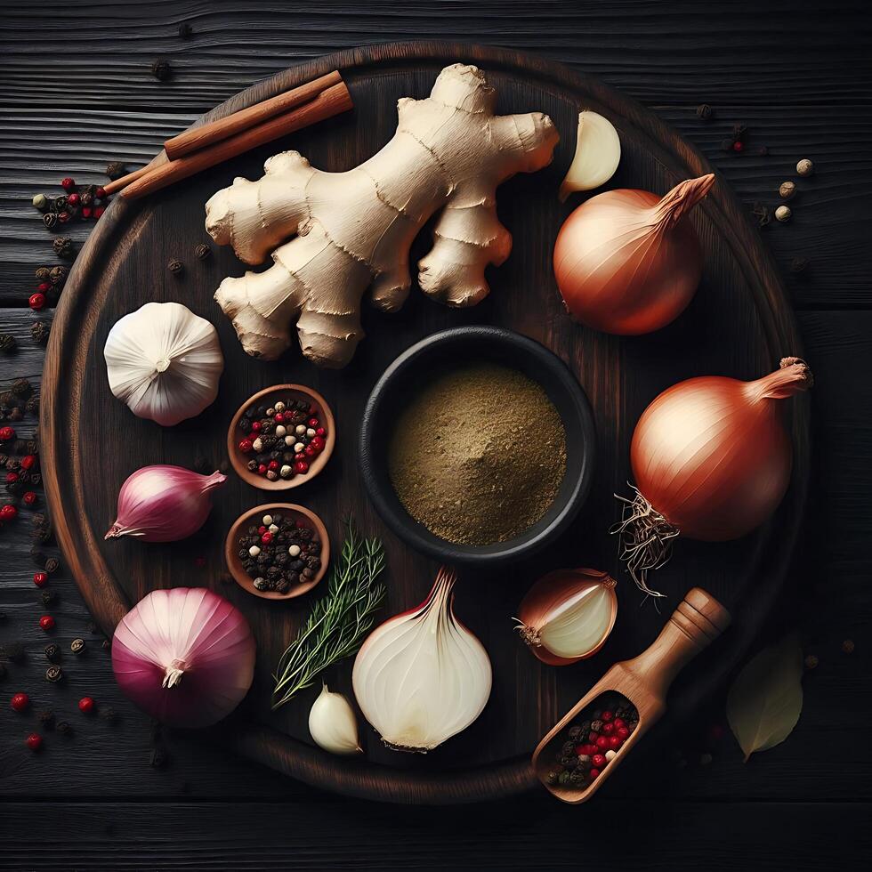 Garlic, Ginger, and Onion Spices - A Culinary Collection photo