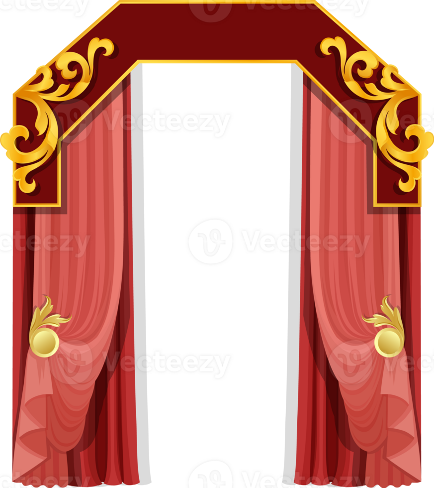 Luxury red curtains in victorian style png