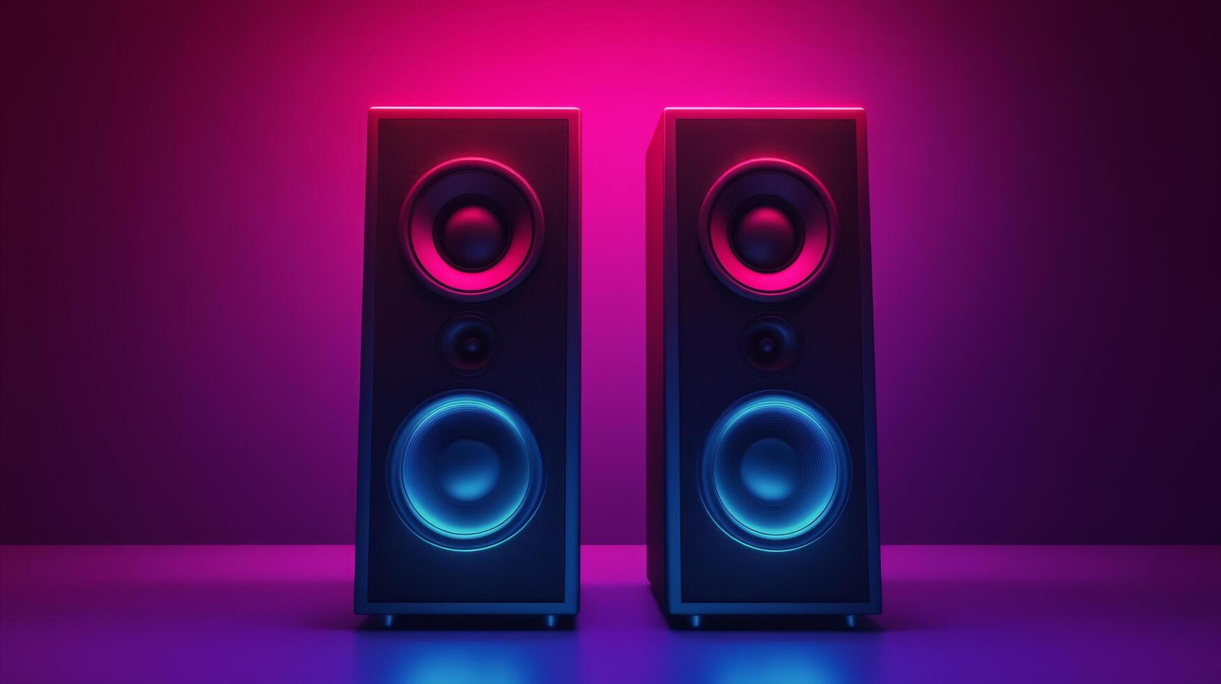 Illuminated cylindrical objects against a purple background showcasing vibrant neon colors at night photo