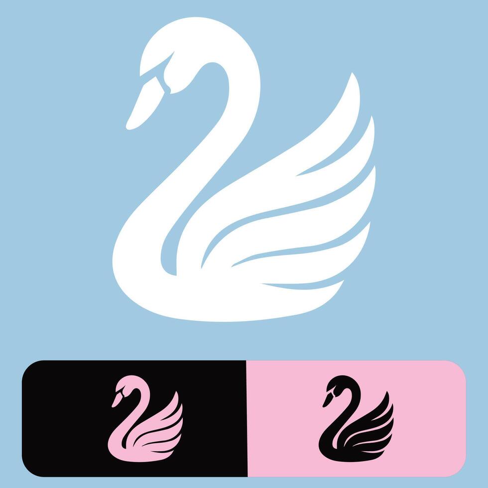 Swan logo design set illustration. Abstract icon collection with creative idea in pink, purple, beige colours vector