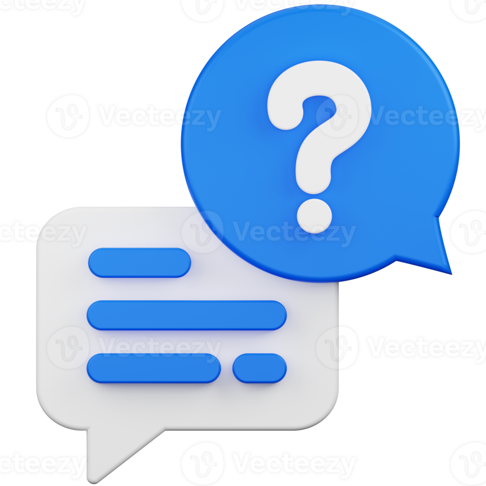 Speech Bubble Question Mark 3D Illustration png