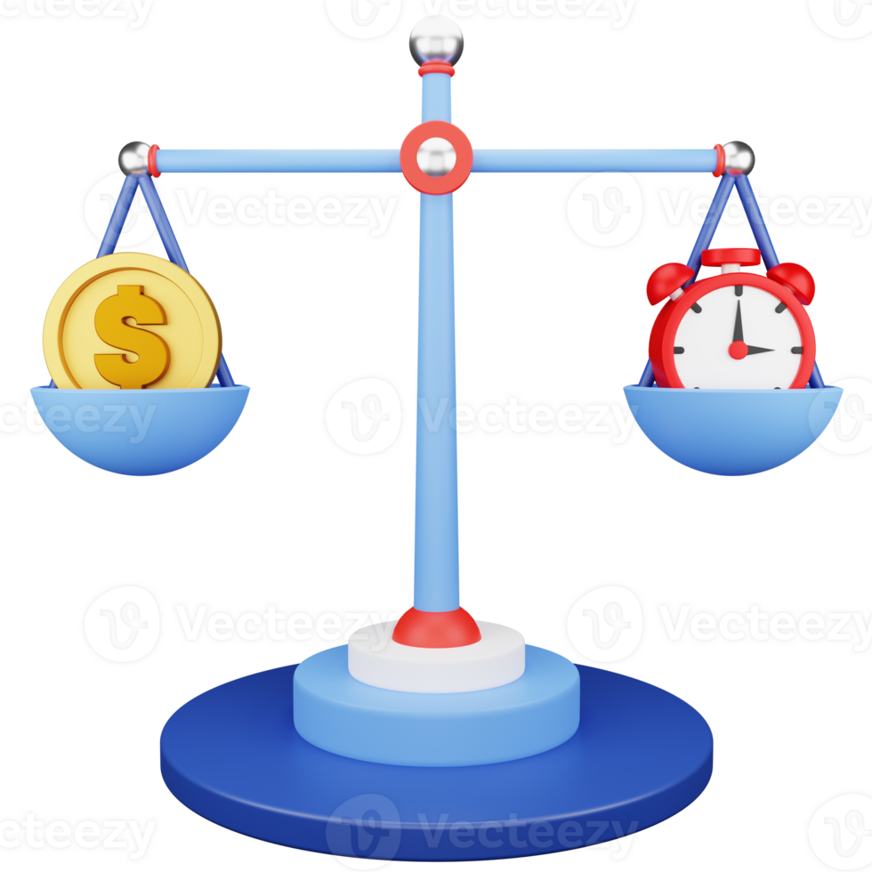 Money Time Balance 3D Illustration png