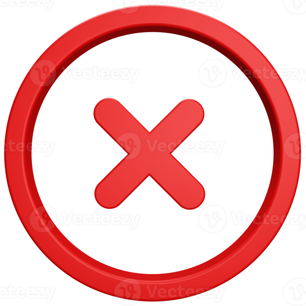 Rejected Cross Mark 3D Illustration png