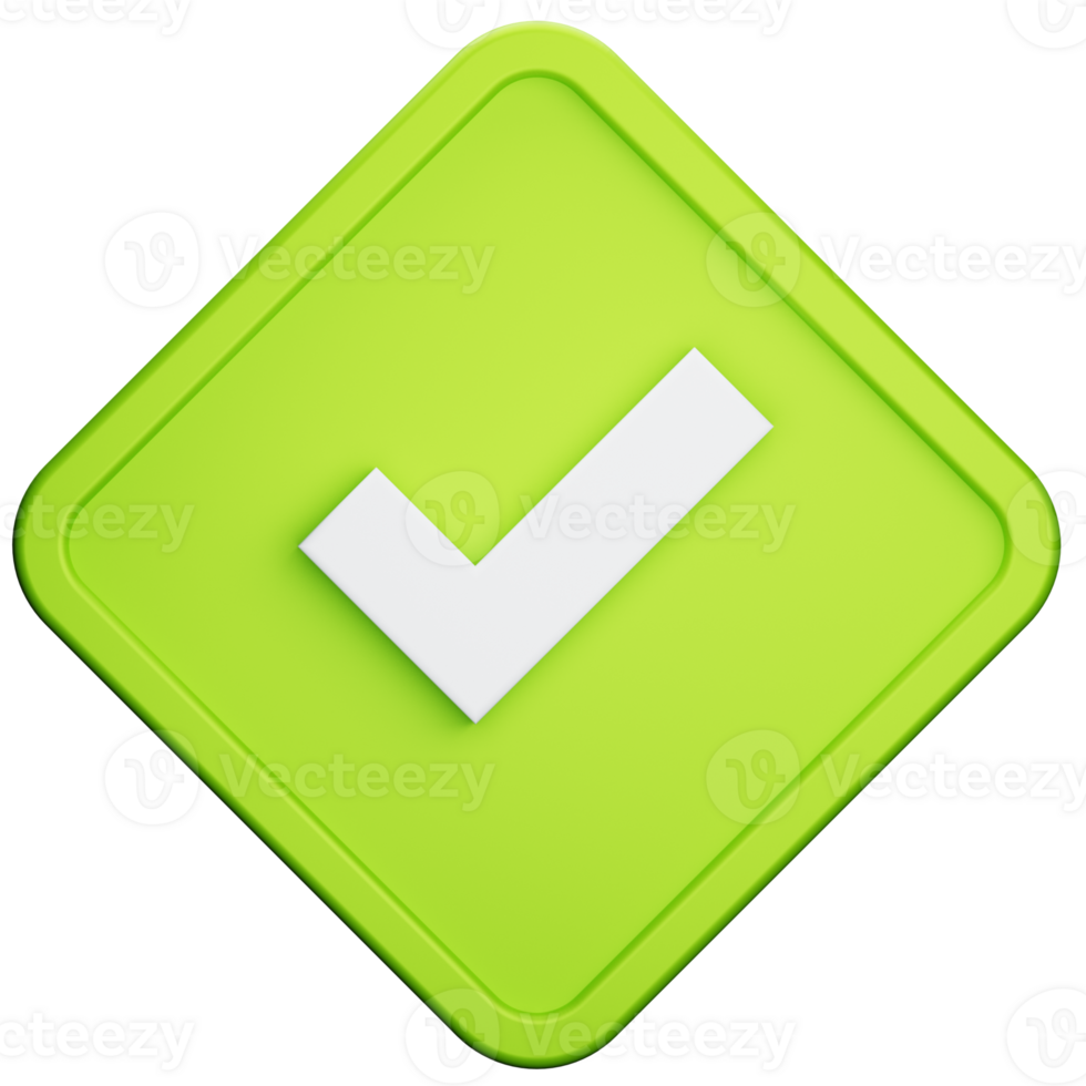 3D Render of Approve Square Button png