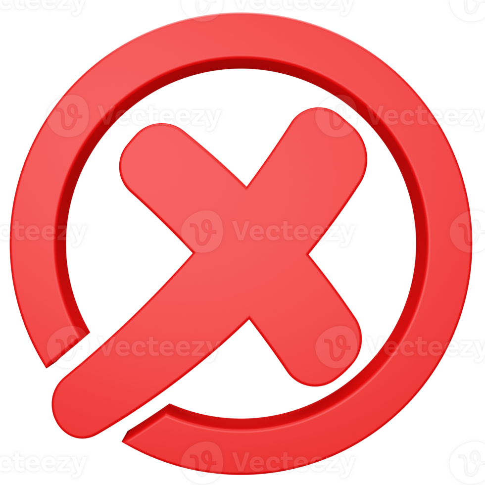 Rejected Cross Mark 3D Illustration png