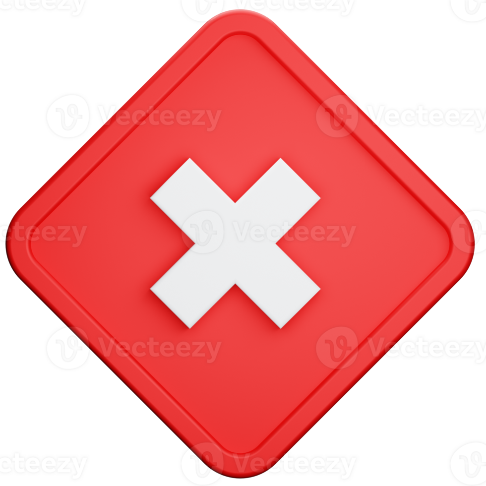 3D Render of Reject Square Button png