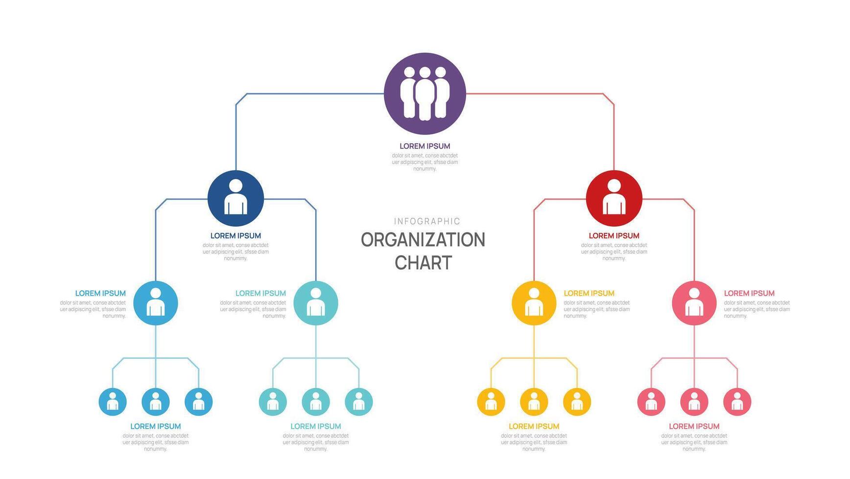 Infographic template for organization hierarchy chart with business avatar icons. infographic for business. vector