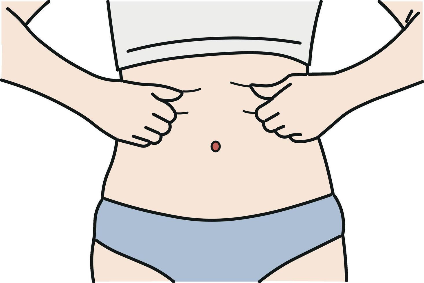 Woman diet young girl showing flat belly vector