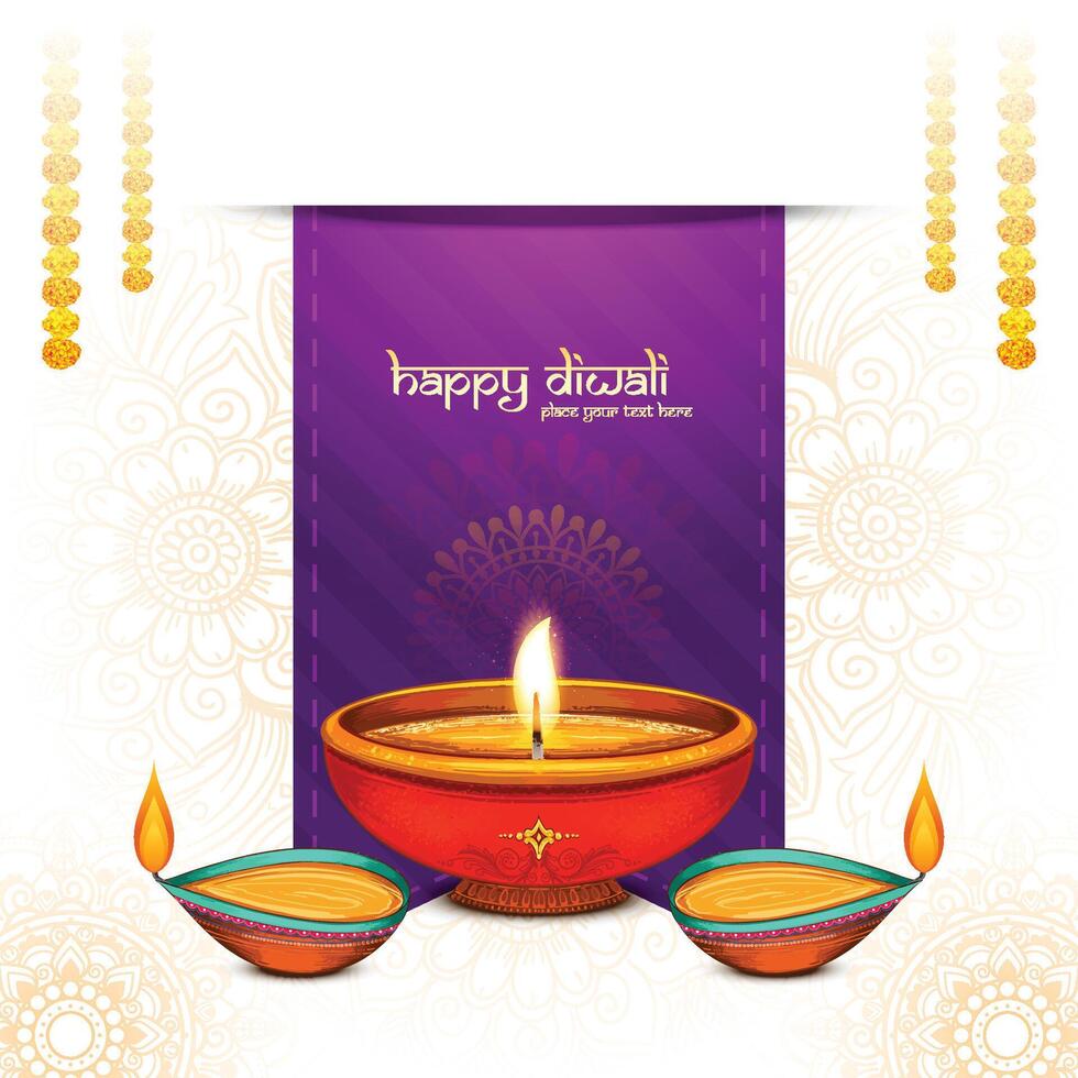 Beautiful diwali festival card background vector