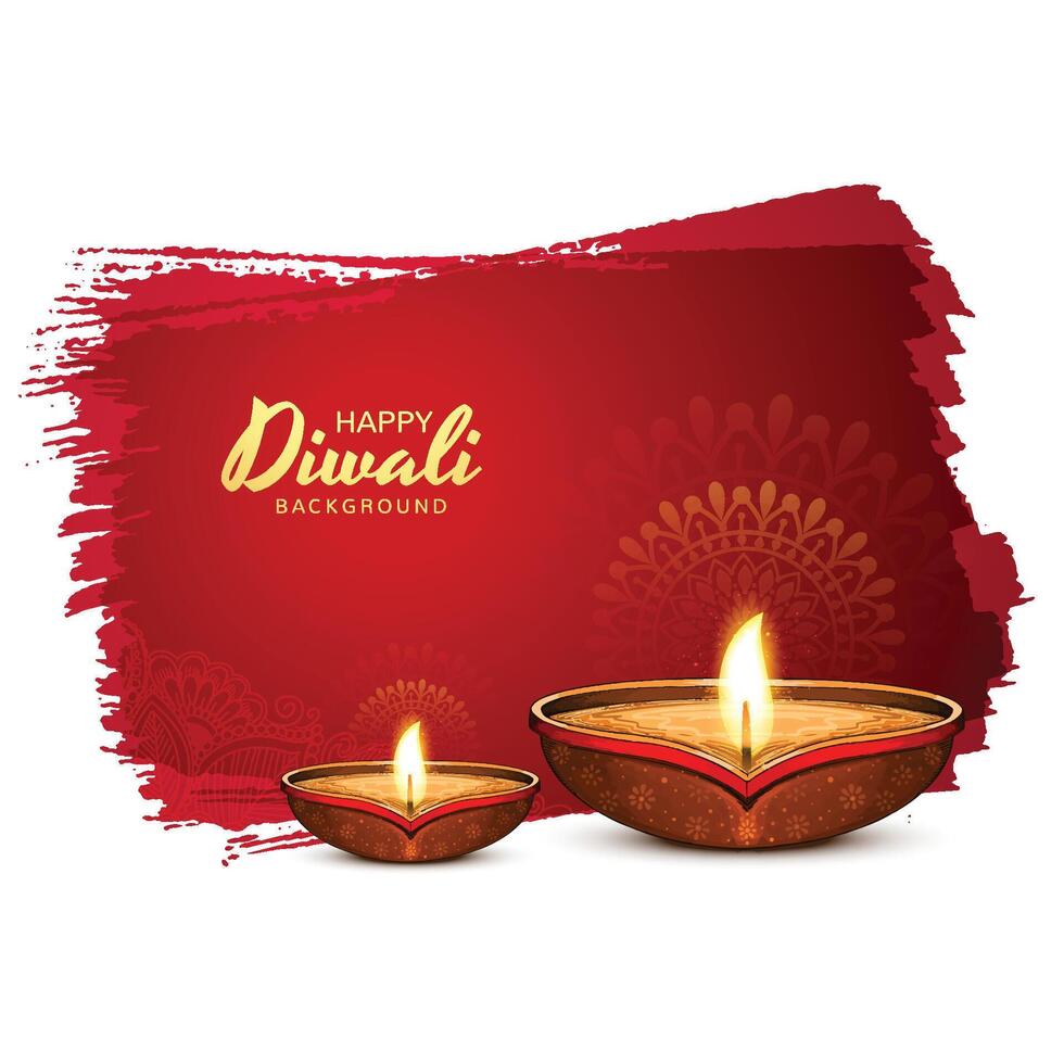 Illustration of burning diya on happy diwali holiday background vector