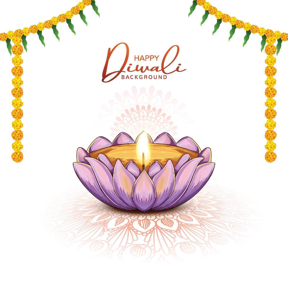 Happy diwali festival card beautiful design vector