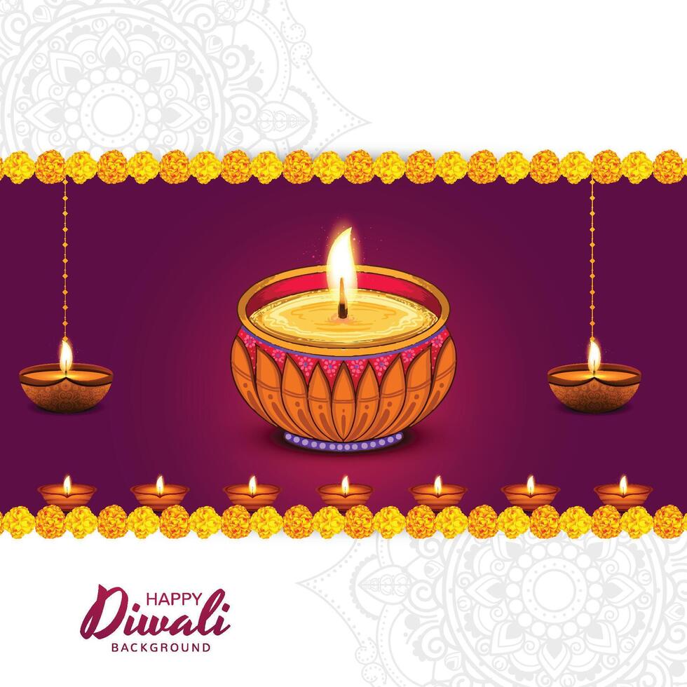 Elegant happy diwali decorative celebration colorful card design vector