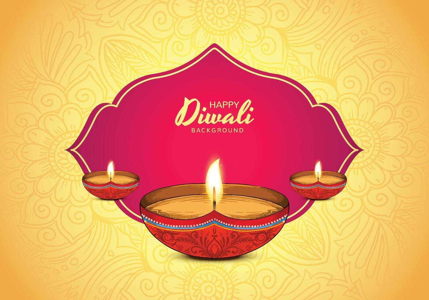 Happy diwali festival of light background with diya lamp card design vector