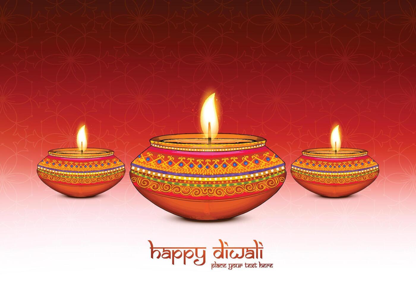 Diwali festival of lights banner with diya card background vector