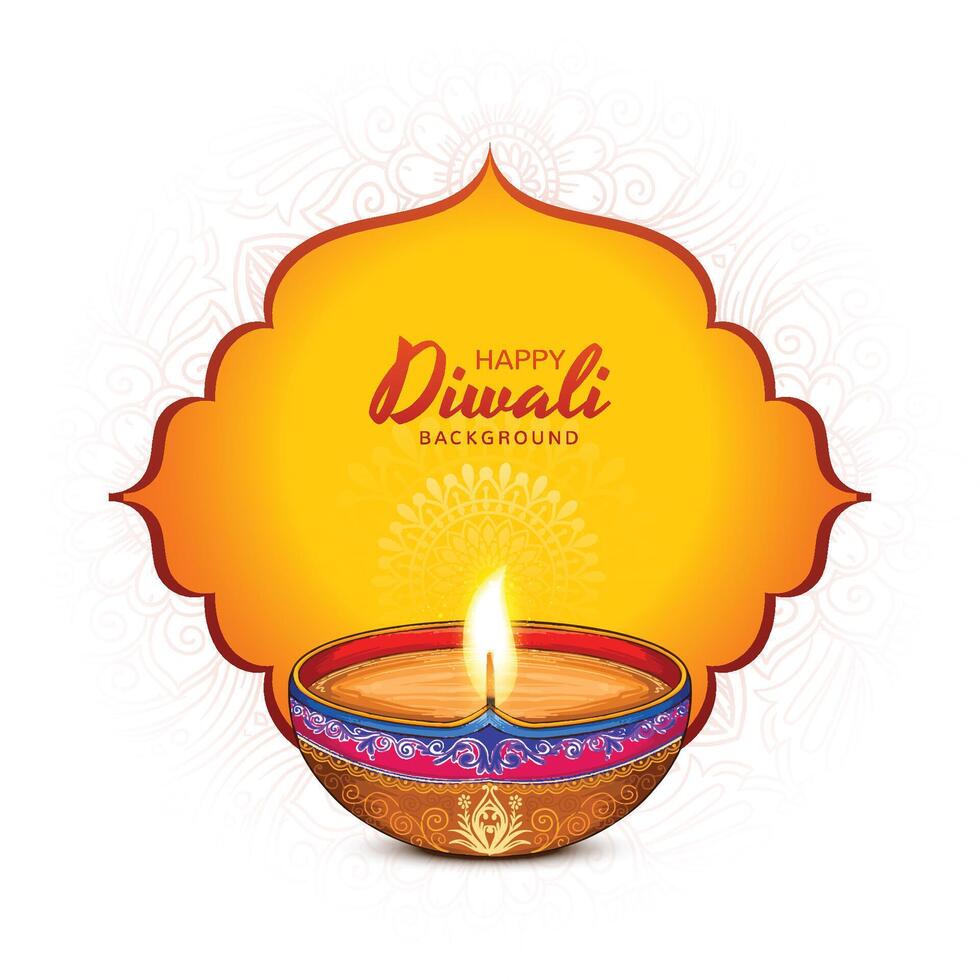 Happy diwali celebration background with decorative diya design vector