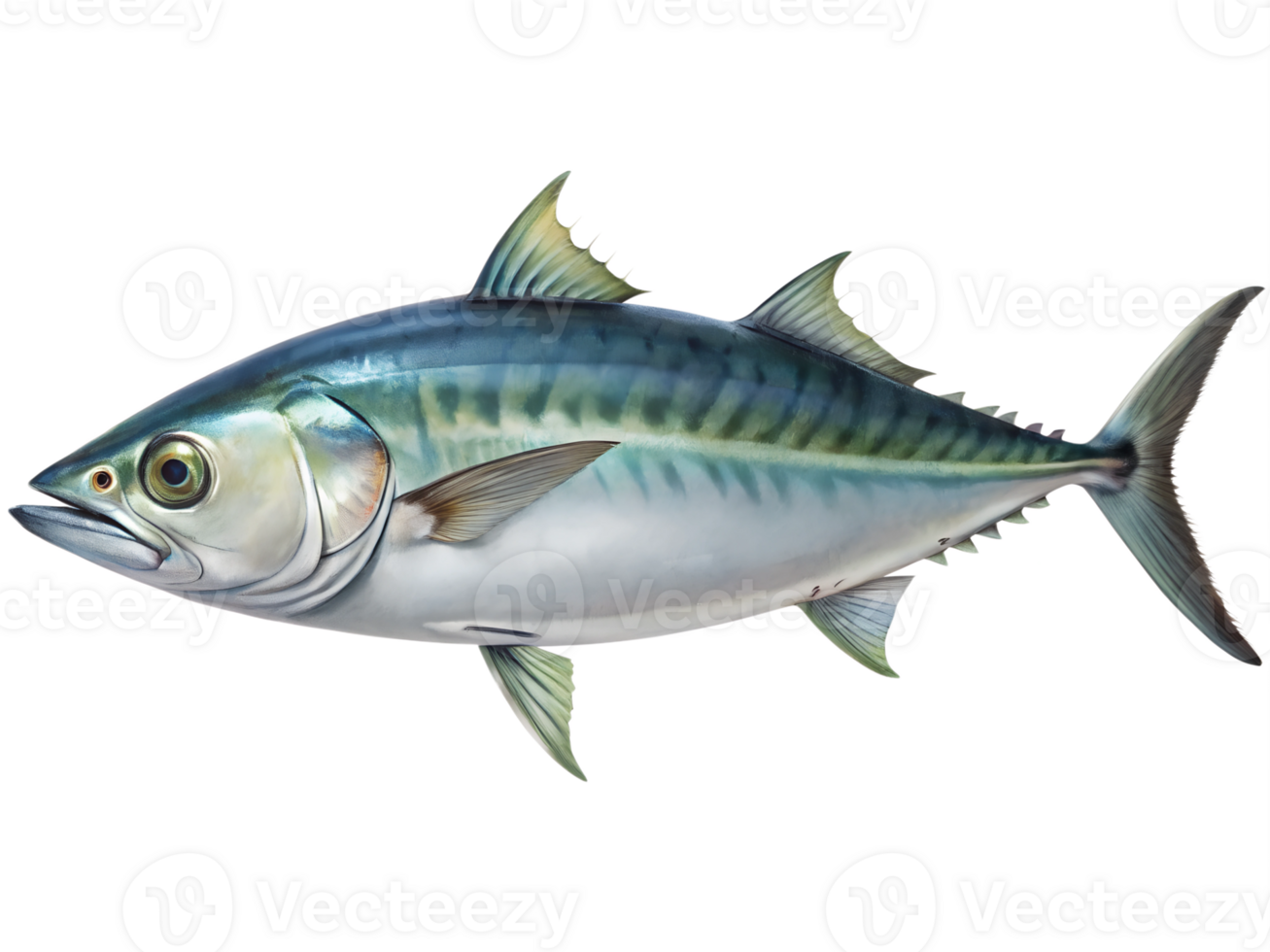 Kingfish swimming, isolated on a transparent background png