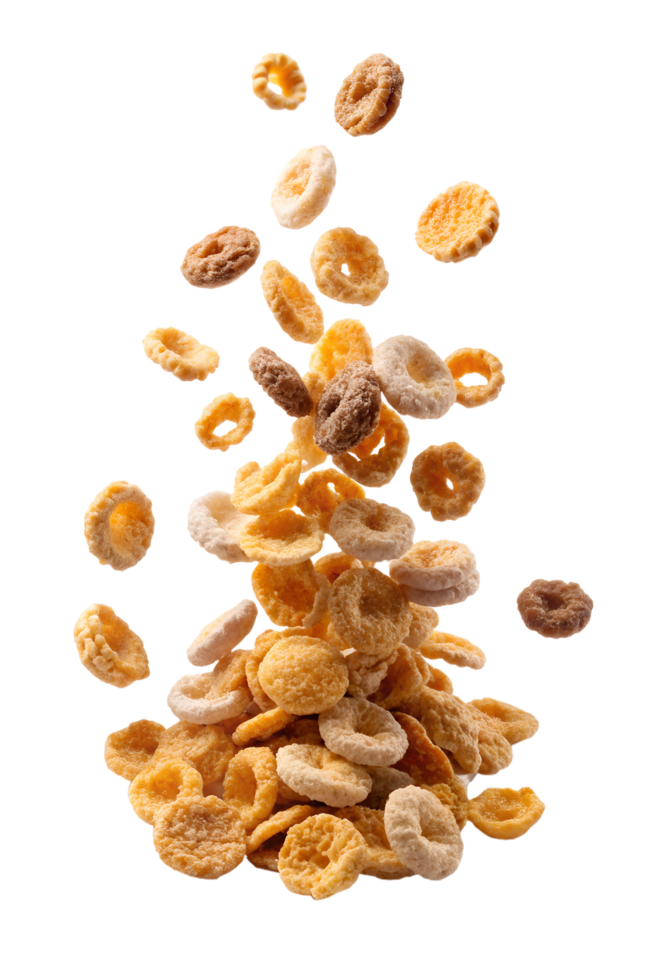 Cereal clusters Floating in mid-air isolated on transparent background png