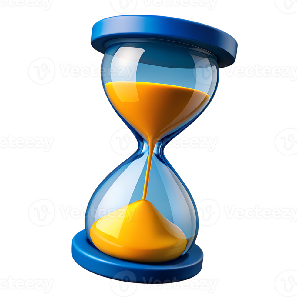 3D animated, Hourglass isolated on a transparent background png