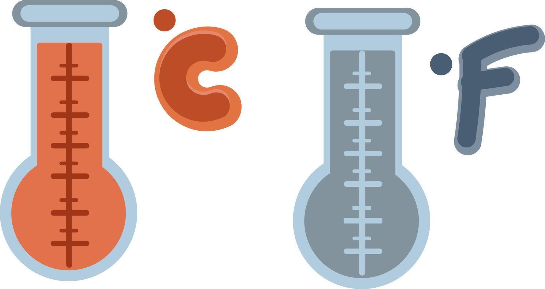 Celsius and Fahrenheit Thermometers Hot and Colr illustration vector