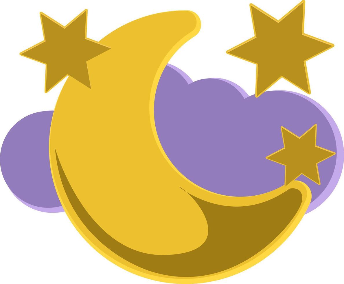 Simple Cartoon Moon and Stars with Clouds vector