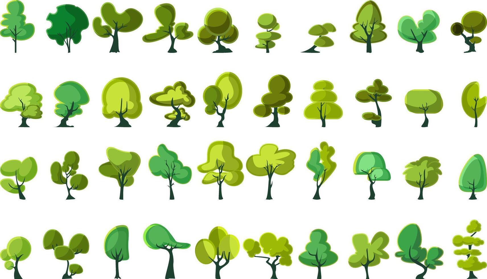 Cartoon Trees Collection for Illustrations vector