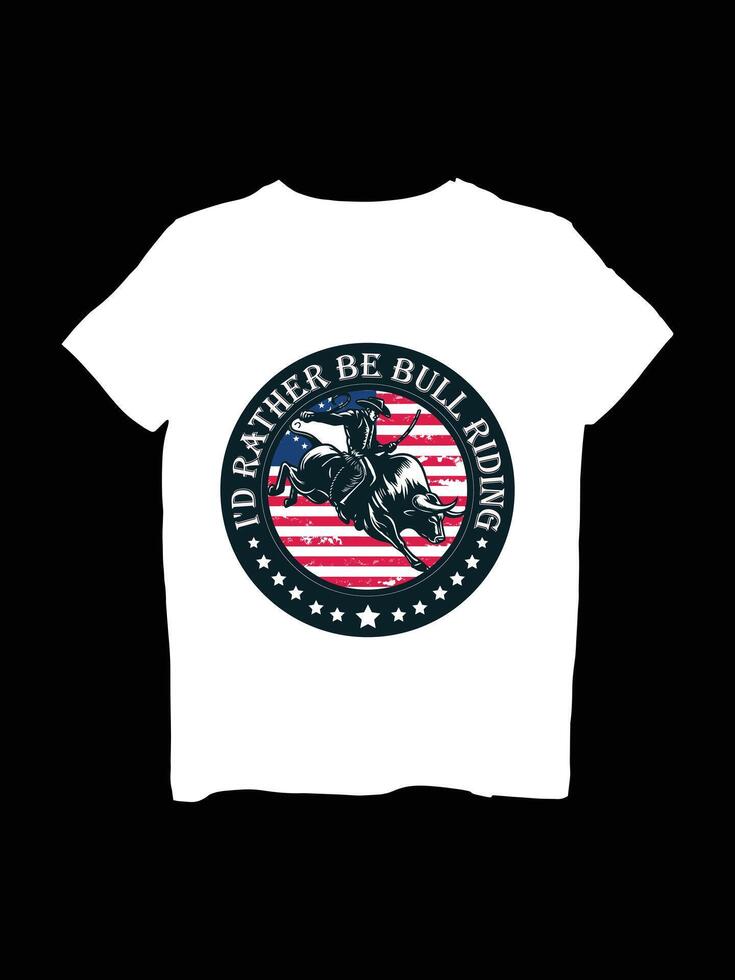 I'd Rather Be Bull Riding Retro t-shirt vector