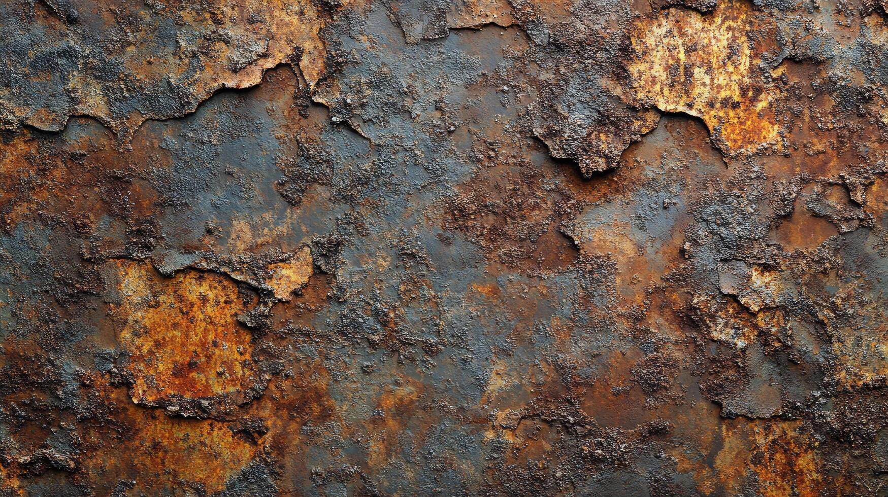 Rusty metallic surface with textures and colors observed in natural light photo