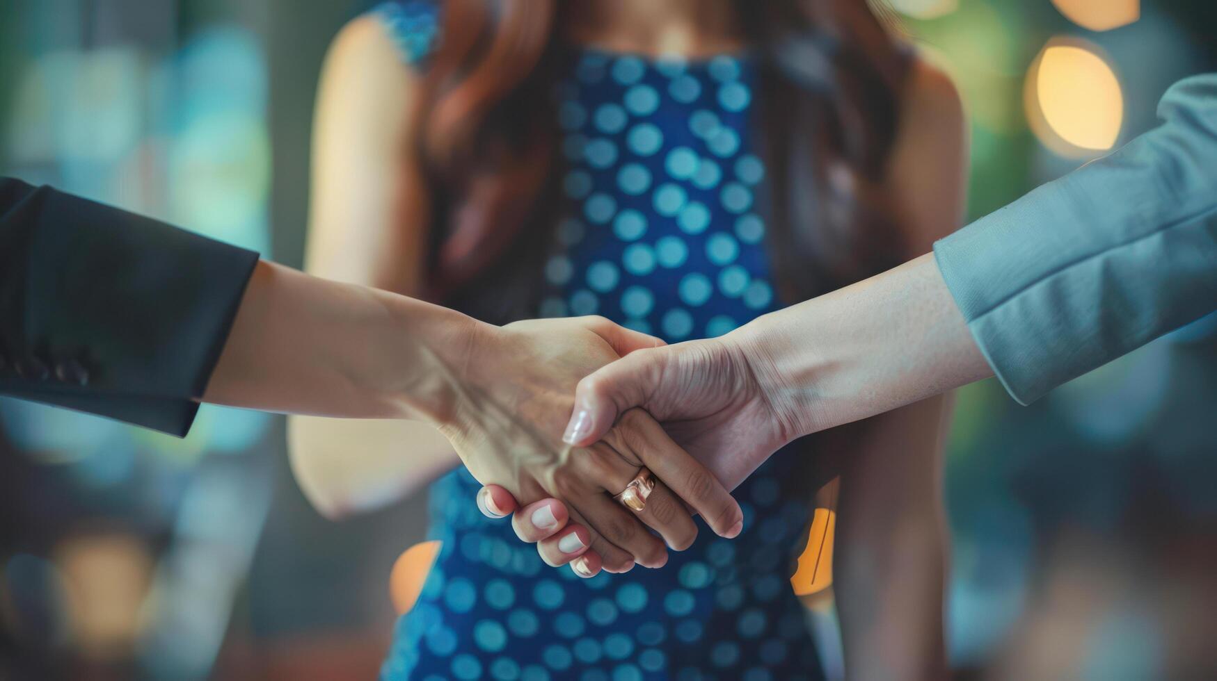 Business people shaking hands in a meeting photo