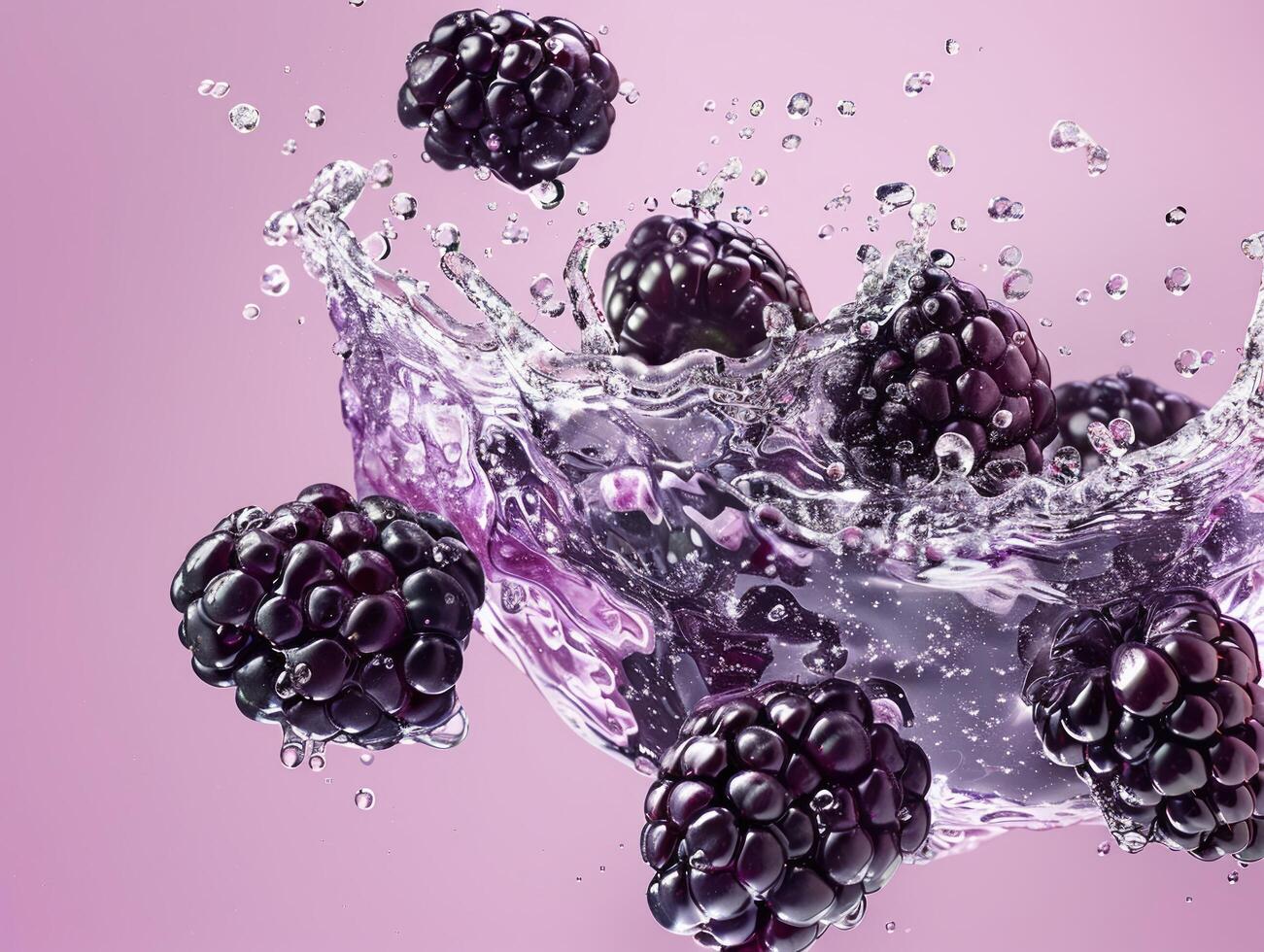 Levitating and splashing raspberry clusters separated photo