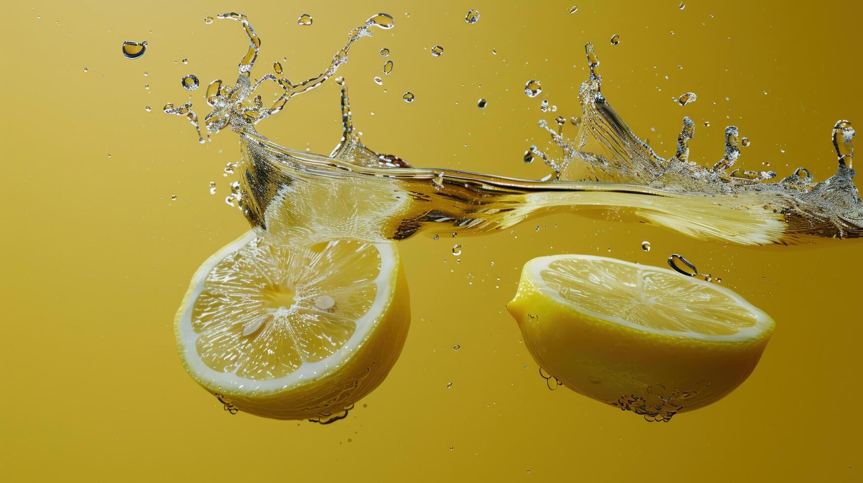Levitating and splashing pear slices separated photo