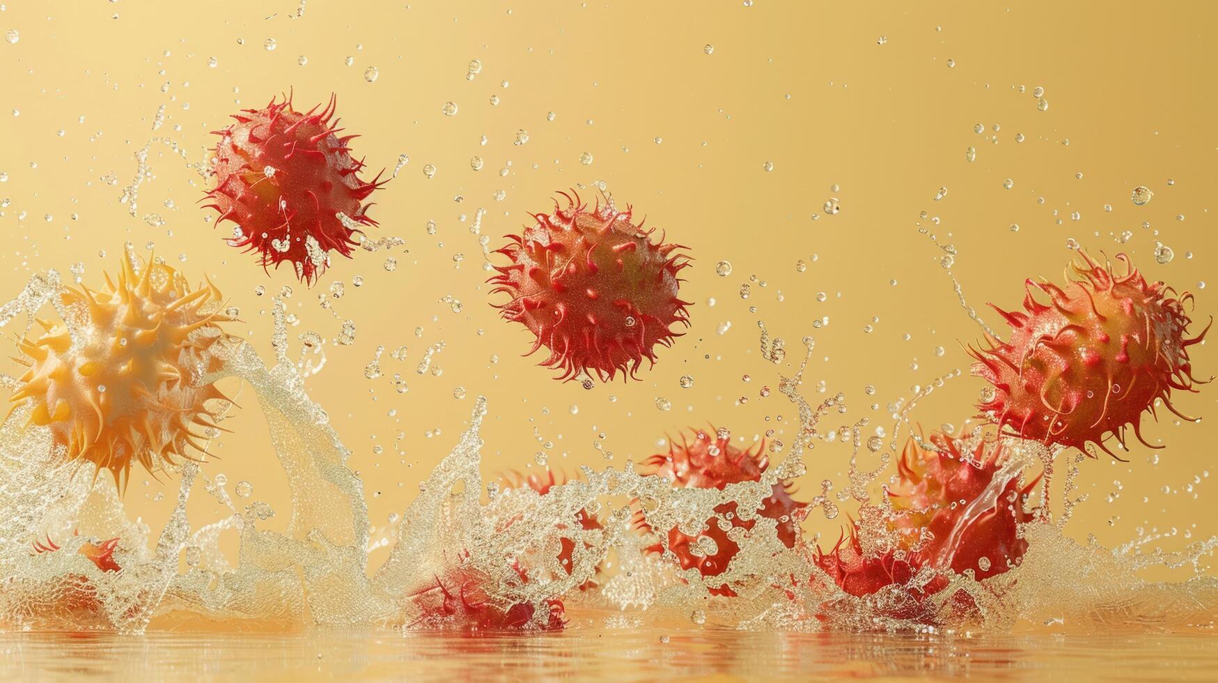 Levitating and splashing cantaloupe pieces separated photo