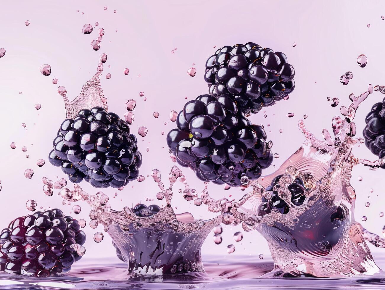 Levitating and splashing raspberry clusters separated photo